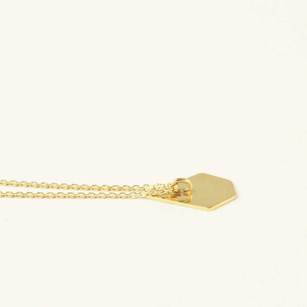 Achterkant van 18 k gouden hanger Imperfectie Rocks aan ketting.